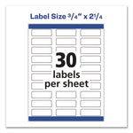 Vibrant Laser Color-Print Labels w/ Sure Feed, 0.75 x 2.25, White, 750/PK