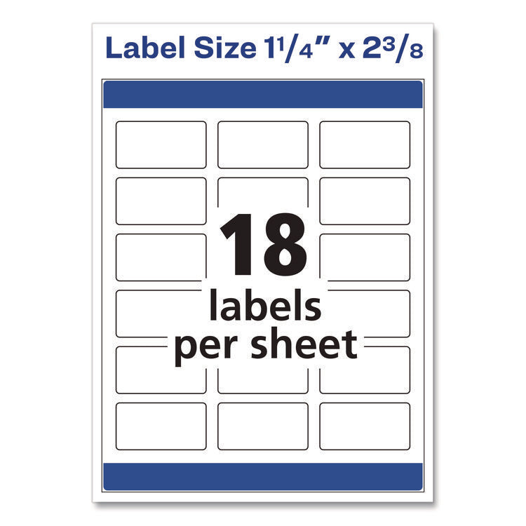Vibrant Laser Color-Print Labels w/ Sure Feed, 1.25 x 2.38, White, 450/Pack