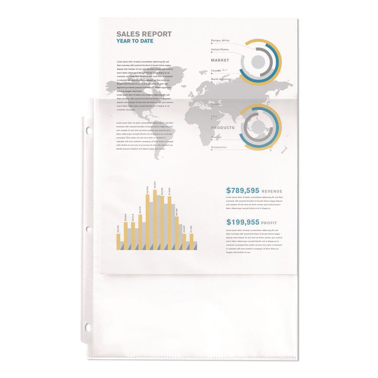 Economy Weight Sheet Protector, Light-Duty, Side: 3-Hole Punched, Top Load 8.5 x 11 Insert, Semi-Clear Front, 100/Box