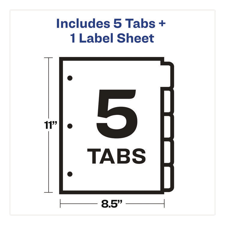 Print And Apply Index Maker Clear Label Dividers With Printable Label Strip And White Tabs, 5-Tab, 11 X 8.5, White, 1 Set