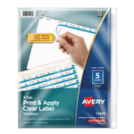 Print And Apply Index Maker Clear Label Dividers With Printable Label Strip And White Tabs, 5-Tab, 11 X 8.5, White, 1 Set