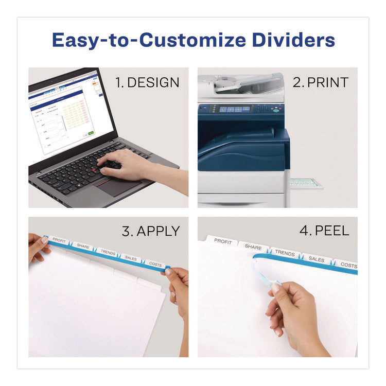 Print and Apply Index Maker Clear Label Dividers, Copiers, 5-Tab, 11 x 8.5, White, 5 Sets
