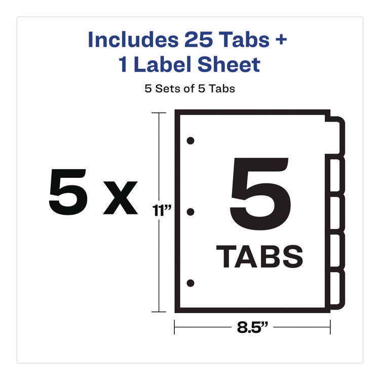 Print and Apply Index Maker Clear Label Dividers, Copiers, 5-Tab, 11 x 8.5, White, 5 Sets