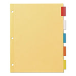 Plastic Insertable Dividers, 5-Tab, 11 x 8.5, Assorted Tabs, 1 Set
