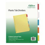 Plastic Insertable Dividers, 5-Tab, 11 x 8.5, Assorted Tabs, 1 Set
