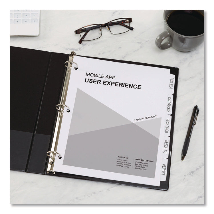 Write and Erase Plain-Tab Paper Dividers, 5-Tab, 11 x 8.5, White, 36 Sets