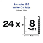 Write and Erase Plain-Tab Paper Dividers, 8-Tab, 11 x 8.5, White, 24 Sets