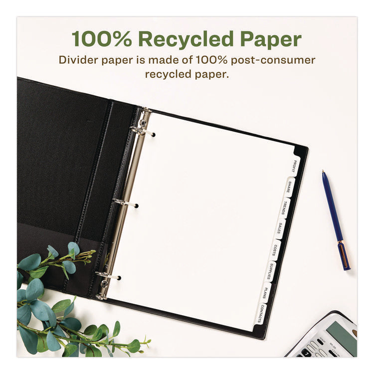 Index Maker Ecofriendly Print And Apply Clear Label Dividers With White Tabs, 8-Tab, 11 X 8.5, White, 5 Sets