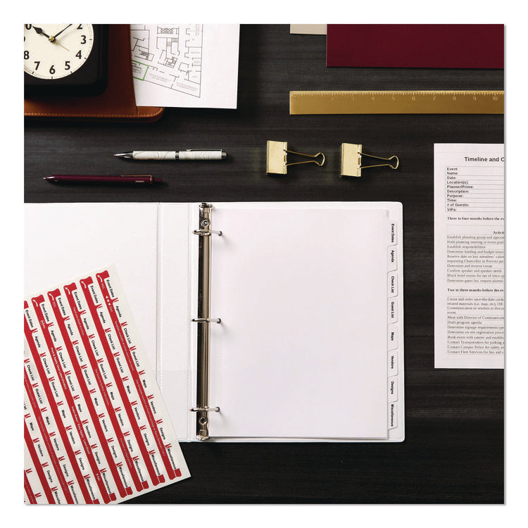 Index Maker Ecofriendly Print And Apply Clear Label Dividers With White Tabs, 8-Tab, 11 X 8.5, White, 5 Sets