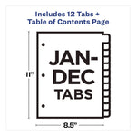 Table 'n Tabs Dividers, 12-Tab, Jan. to Dec., 11 x 8.5, White, Assorted Tabs, 1 Set