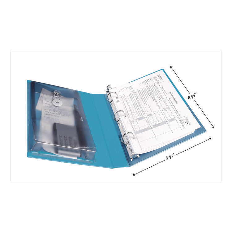 Mini Size Protect And Store View Binder With Round Rings, 3 Rings, 1" Capacity, 8.5 X 5.5, Blue