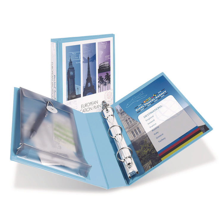 Mini Size Protect And Store View Binder With Round Rings, 3 Rings, 1" Capacity, 8.5 X 5.5, Blue