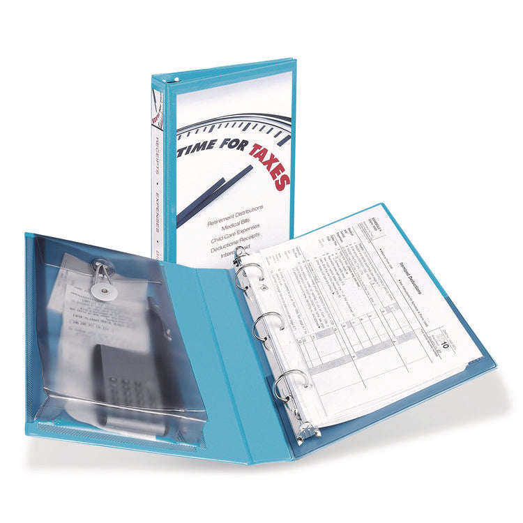 Mini Size Protect And Store View Binder With Round Rings, 3 Rings, 1" Capacity, 8.5 X 5.5, Blue