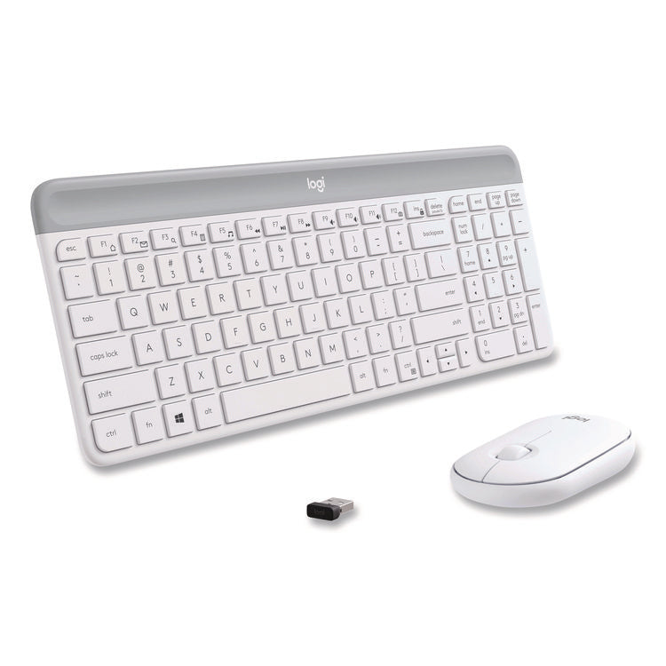 MK470 Slim Wireless Keyboard and Mouse Combo, 2.4 GHz/33 ft Wireless Range, Off-White