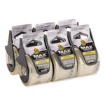 MAX Packaging Tape with Dispenser, 1.5" Core, 1.88" x 22 yds, Crystal Clear, 6/Box