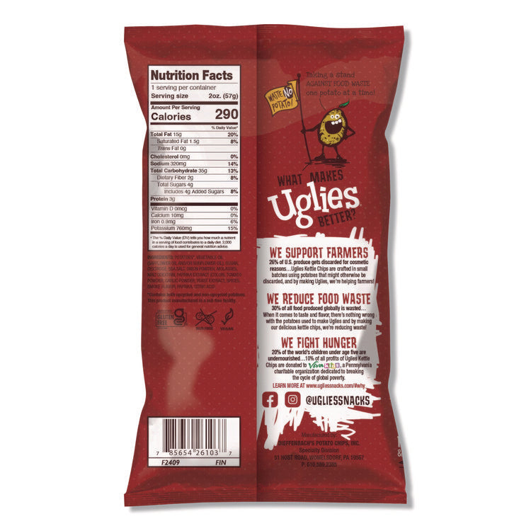 Kettle Potato Chips, Bar-B-Que, 2 oz Bags, 24/Carton