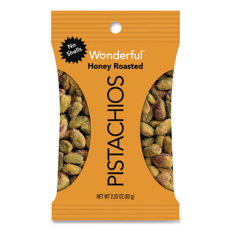 No Shells Honey Roasted Pistachios, 2.25 oz Bags, 8/Box