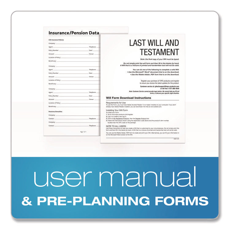 Last Will and Testament Digital Forms Kit with Manual and Estate Guide, Inkjet/Laser, 8.5 x 11, Unlimited Number of Forms