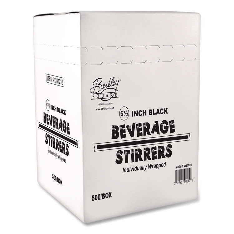 Wrapped Polypropylene Stirrers, 5.5", Black, 500/Box