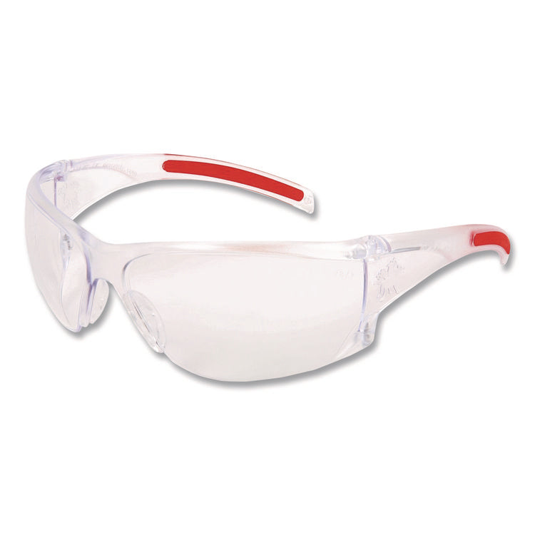 Hulk HK1 Series Safety Glasses, Anti-Fog, Clear/Red Plastic Frame, Clear Plastic Lens