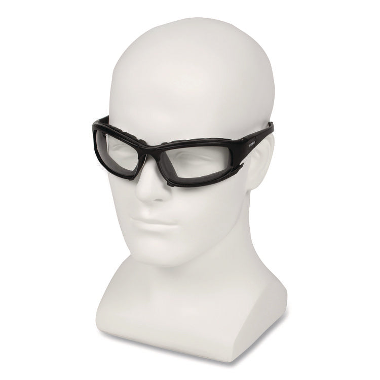 V50 Calico Safety Eyewear with Head Strap, KleenVision Anti-Fog Coating, Black Nylon Frame, Clear Polycarbonate Lens