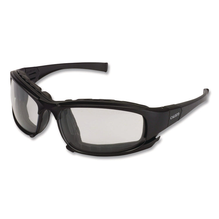 V50 Calico Safety Eyewear with Head Strap, KleenVision Anti-Fog Coating, Black Nylon Frame, Clear Polycarbonate Lens