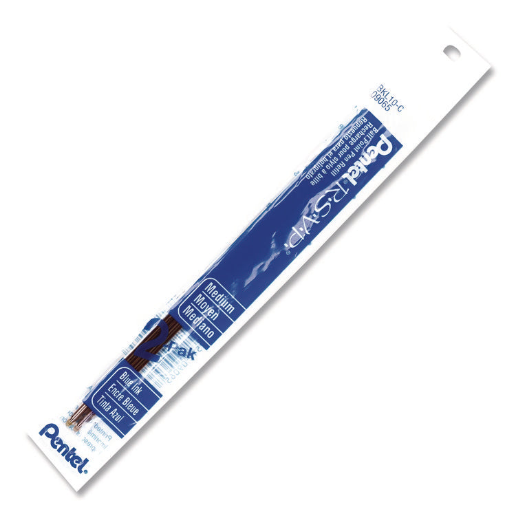 Refill for Pentel R.S.V.P. Ballpoint Pens, Medium 1 mm Conical Tip, Blue Ink, 2/Pack