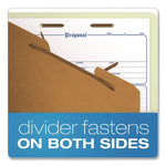 Reinforced Pressboard Classification Folders, 1.75" Expansion, 1 Divider, 4 Fasteners, Letter Size, Green Exterior, 10/Box