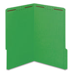 Colored Top Tab Fastener Folders, 2 Fasteners, Legal Size, Green Exterior, 50/Box