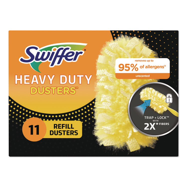Heavy Duty Dusters Refill, Trap + Lock Fiber, Yellow, 11/Box