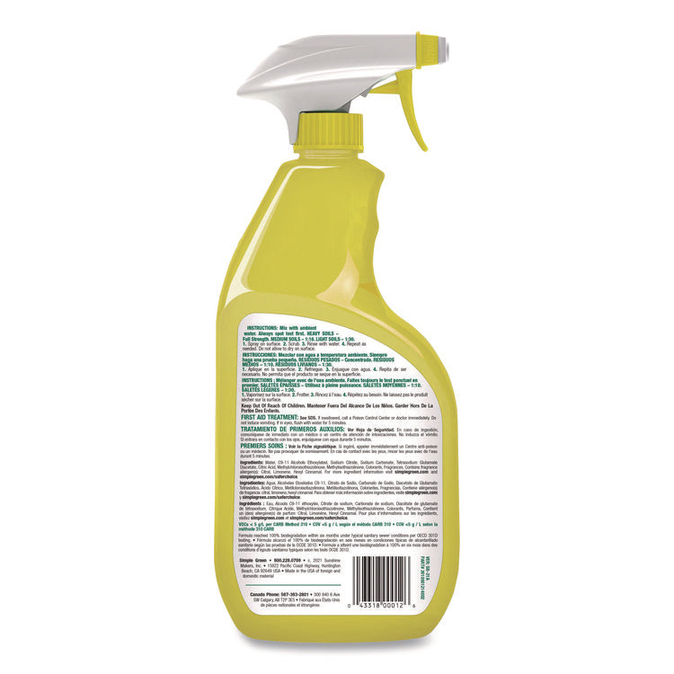 Industrial Cleaner and Degreaser, Concentrated, Lemon, 24 oz Spray Bottle