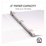 Economy Round Ring View Binders, 3 Rings, 0.5" Capacity, 11.5 x 8.5, White, 12/Carton