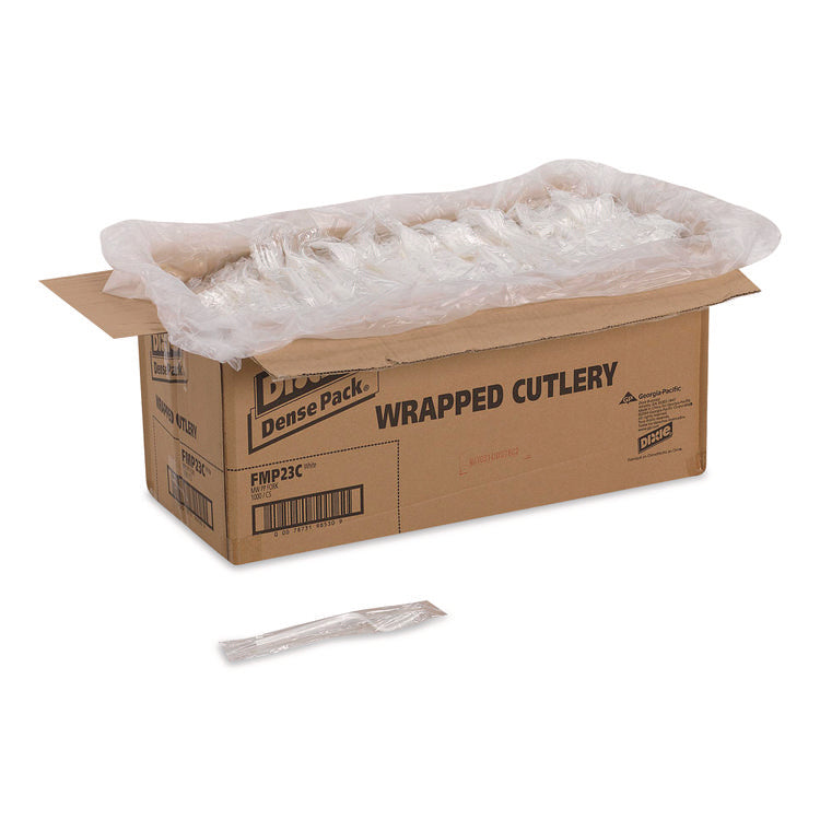 Mediumweight Polypropylene Cutlery, Individually Wrapped, Fork, Plastic, White, 1,000/Carton