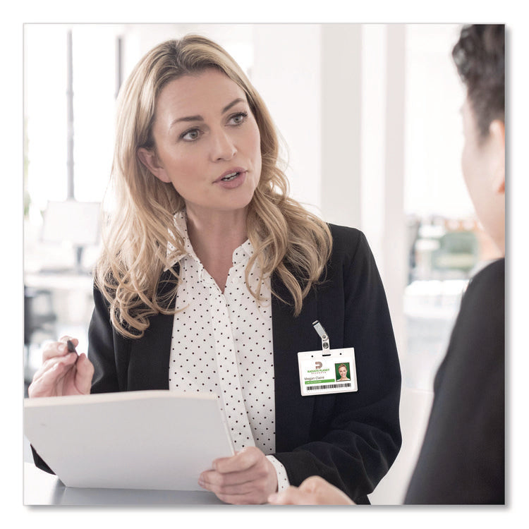 Secure Top Clip-Style Badge Holders, Horizontal, 2 1/4 X 3 1/2, Clear, 50/box