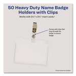 Secure Top Clip-Style Badge Holders, Horizontal, 2 1/4 X 3 1/2, Clear, 50/box