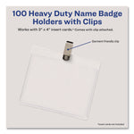 Heavy-Duty Clip-Style Badge Holders, Horizontal, 4 X 3, Clear, 100/box