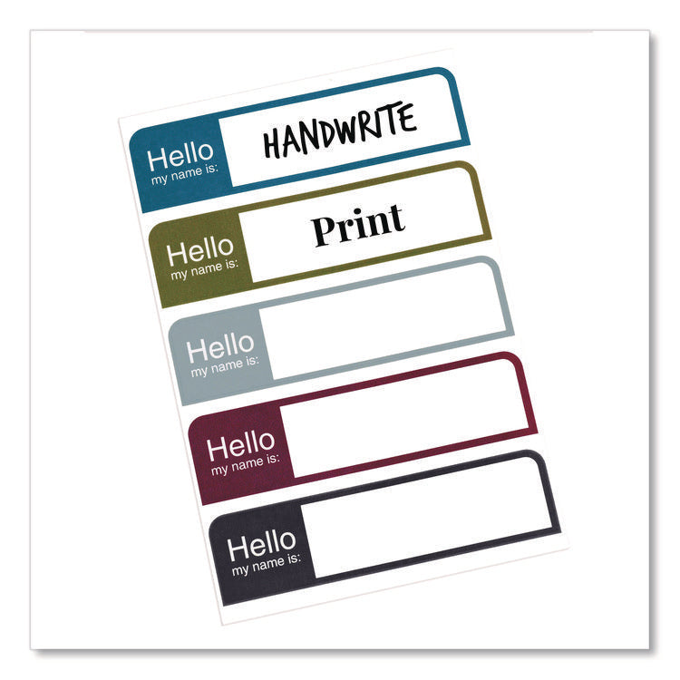 Flexible Self-Adhesive Mini Name Badge Labels, 1 X 3.75, Hello, Assorted, 100/pack