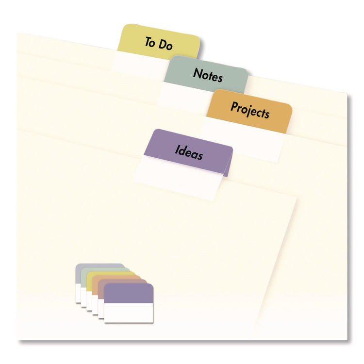 Printable Plastic Tabs with Repositionable Adhesive, 1/5-Cut, Assorted Colors, 1.25" Wide, 96/Pack