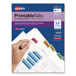 Printable Plastic Tabs with Repositionable Adhesive, 1/5-Cut, Assorted Colors, 1.25" Wide, 96/Pack
