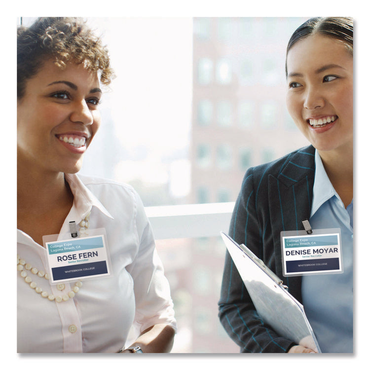 Clip-Style Badge Holder With Laser/inkjet Insert, Top Load, 3.5 X 2.25, White, 100/box