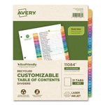 Customizable Table Of Contents Ready Index Dividers With Multicolor Tabs, 31-Tab, 1 To 31, 11 X 8.5, White, 1 Set