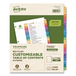 Customizable Table Of Contents Ready Index Dividers With Multicolor Tabs, 26-Tab, A To Z, 11 X 8.5, White, 1 Set