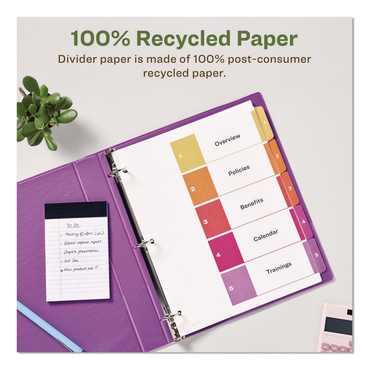 Customizable Table Of Contents Ready Index Dividers With Multicolor Tabs, 5-Tab, 1 To 5, 11 X 8.5, White, 3 Sets