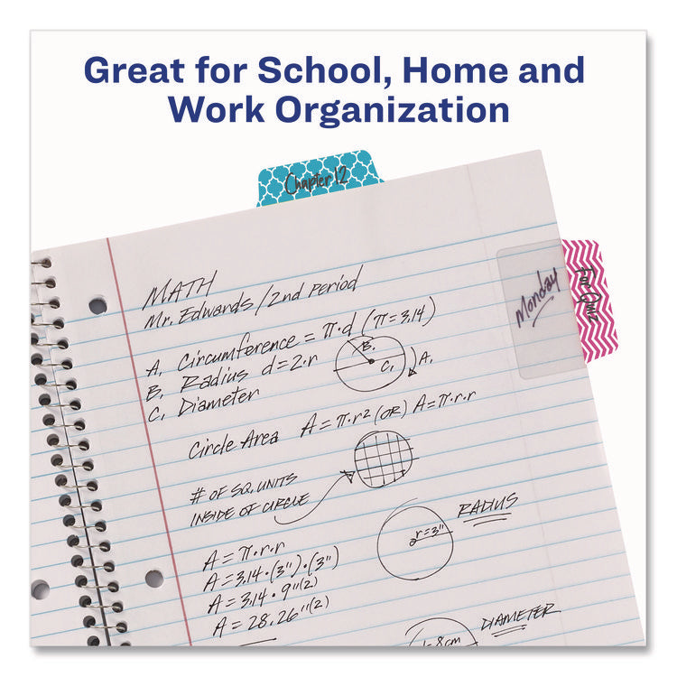 Ultra Tabs Repositionable Tabs, Fashion Patterns: 2" x 1.5", 1/5-Cut, Assorted Colors, 24/Pack