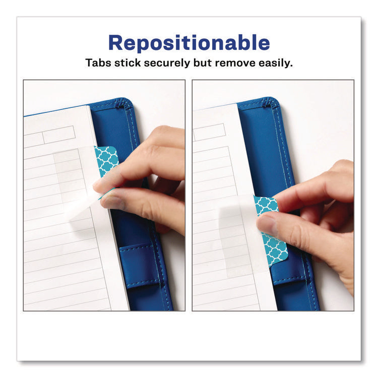 Ultra Tabs Repositionable Tabs, Fashion Patterns: 2" x 1.5", 1/5-Cut, Assorted Colors, 24/Pack