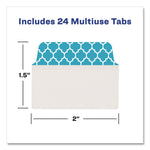 Ultra Tabs Repositionable Tabs, Fashion Patterns: 2" x 1.5", 1/5-Cut, Assorted Colors, 24/Pack