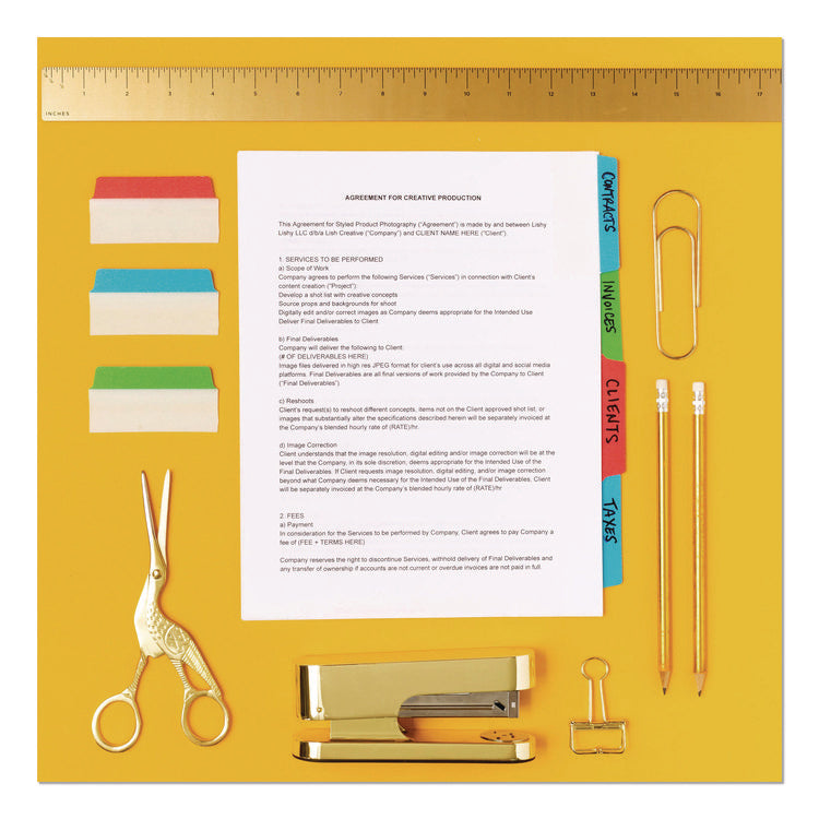 Ultra Tabs Repositionable Tabs, Wide and Slim: 3" x 1.5", 1/3-Cut, Assorted Colors, 24/Pack