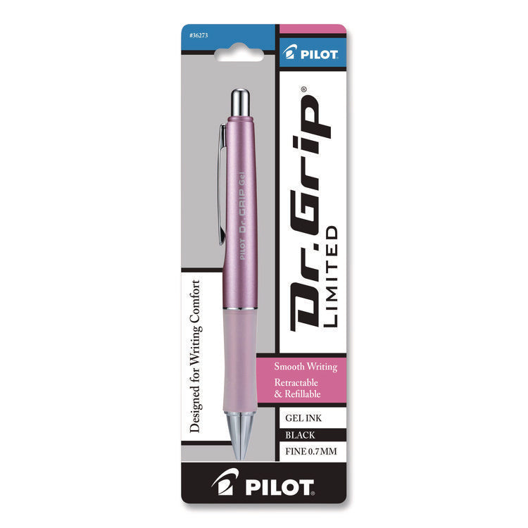 Dr. Grip Limited Gel Pen, Retractable, Fine 0.7 Mm, Black Ink, Champagne Mauve Barrel