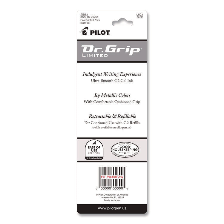 Dr. Grip Limited Gel Pen, Retractable, Fine 0.7 Mm, Black Ink, Champagne Mauve Barrel