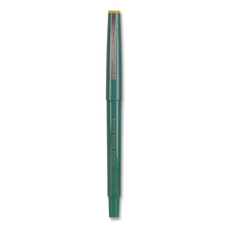 Razor Point Fine Line Porous Point Pen, Stick, Extra-Fine 0.3 Mm, Green Ink, Green Barrel, Dozen
